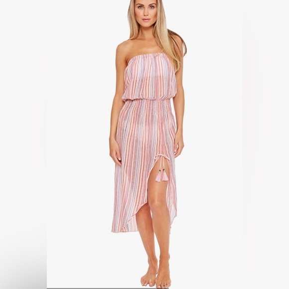 BECCA BY REBECCA VIRTUE BEACH BALL WOVEN COVERUP‎ POMEGRANATE MULTI STRIPE​​​​ - Picture 1 of 1